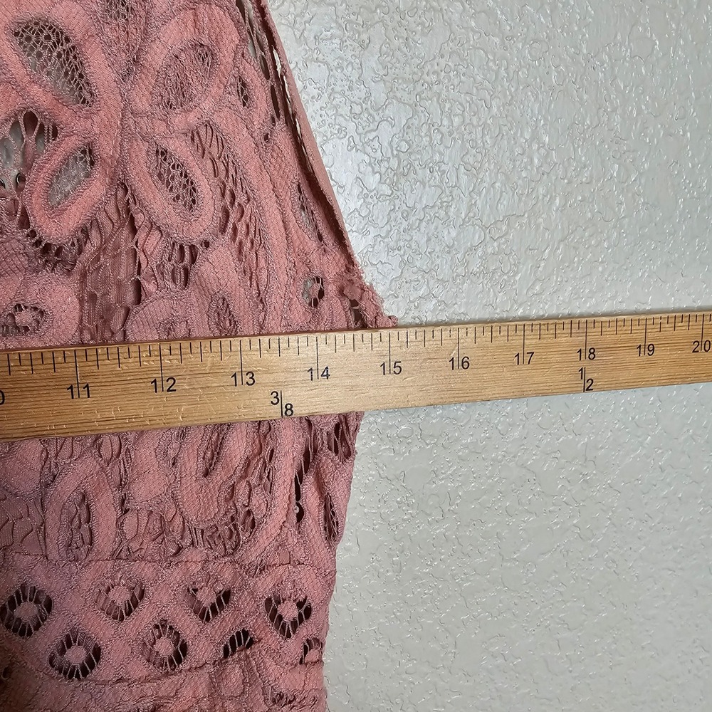 Free People FP One Adella Maxi Slip Dress Rose Pink Lace Crochet Boho Small - Picture 9 of 10